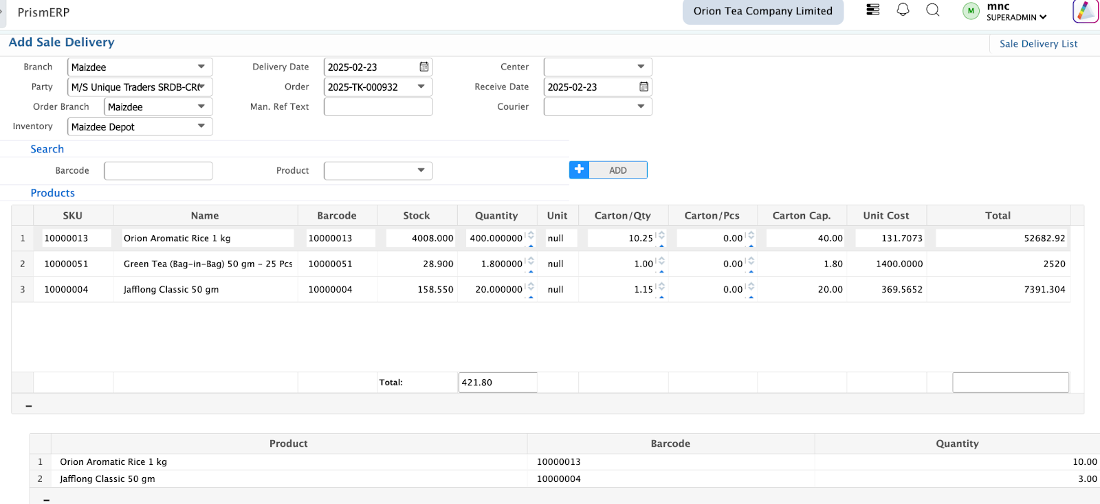 From Sale Invoice to Sale Delivery